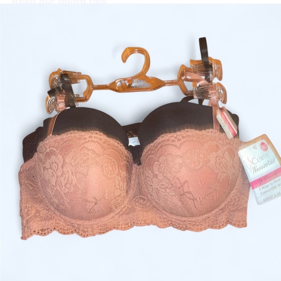 Brown Lace Underwire Bra with Scalloped Design - Picture 1 of 2